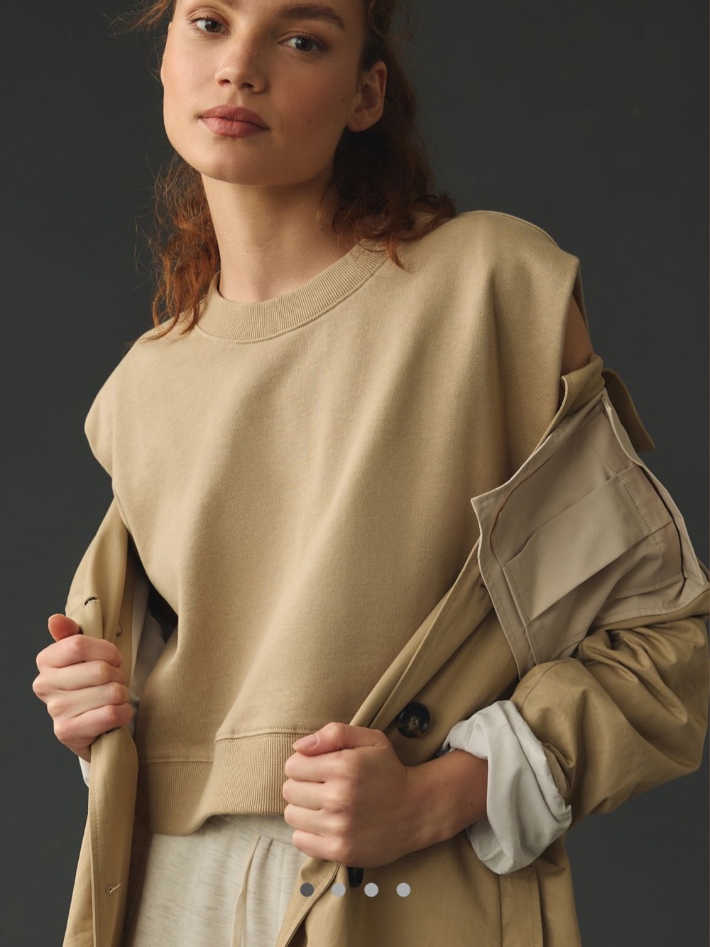 Anthropologie Sleeveless Boxy Crop Top in sand grey lab crew muscle shirt - Picture 4 of 4
